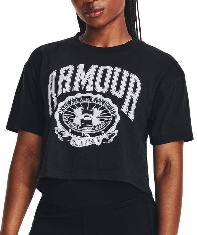 Tee-shirt Under Armour UA COLLEGIATE CREST CROP SS-BLK