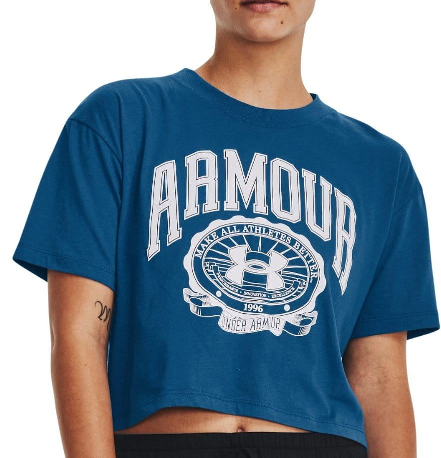 Tee-shirt Under Armour UA COLLEGIATE CREST CROP SS-BLU